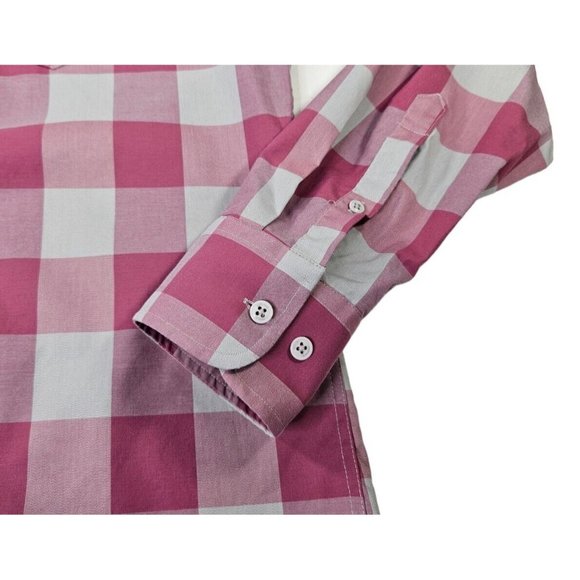 Twillory Tailored Fit Pink Gray Plaid Check Button Up Dress Shirt Men's Medium - Picture 8 of 12